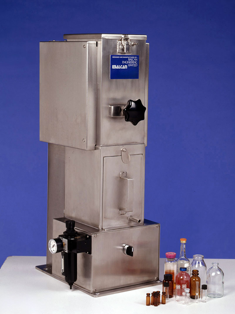 Balcan Mk2P Pneumatic Vial Crusher mounted