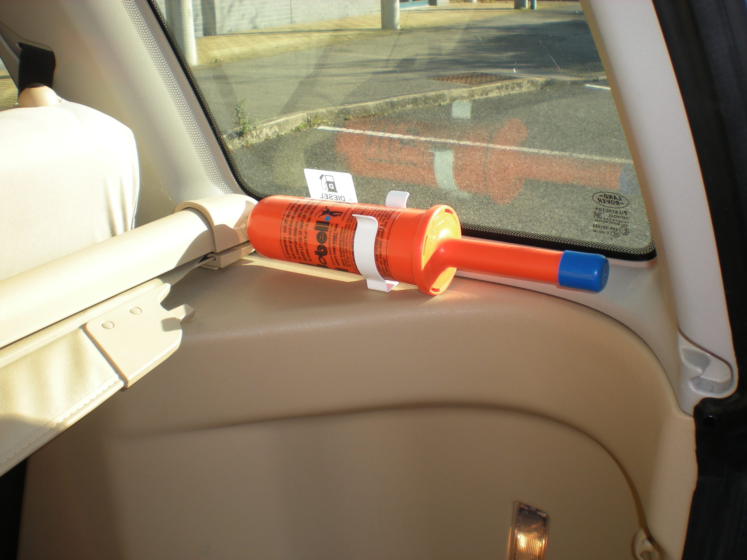 Orange BELL Life Line Storage in a car